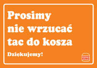 naklejka "prosimy nie wrzucać tac" 29cm x 21 cm